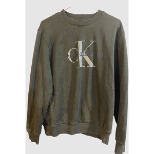 Calvin Klein Pullover M Green Graphic Blended Fabric
